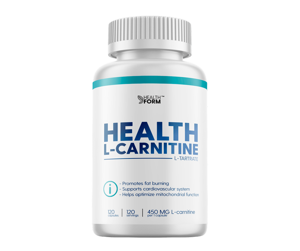 Купить Л-карнитин L-carnitine 450 mg 4990₸ от Health Form 60 капс в Алматы,  Астане, Караганде, Павлодаре, Усть-Каменогорске | Iron Addicts